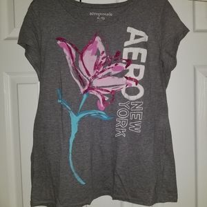 Aeropostale gray tee with flower and sparkles